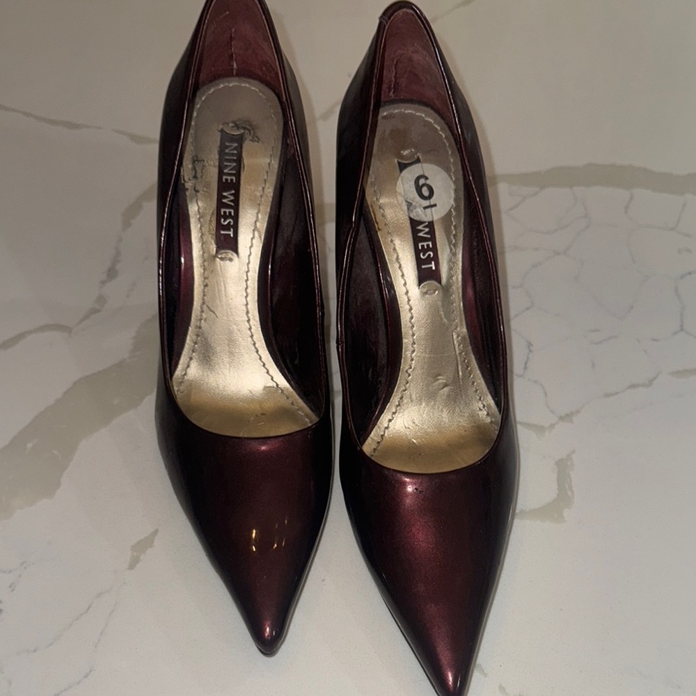 Nine West Red Stiletto Heels with Glossy Finish